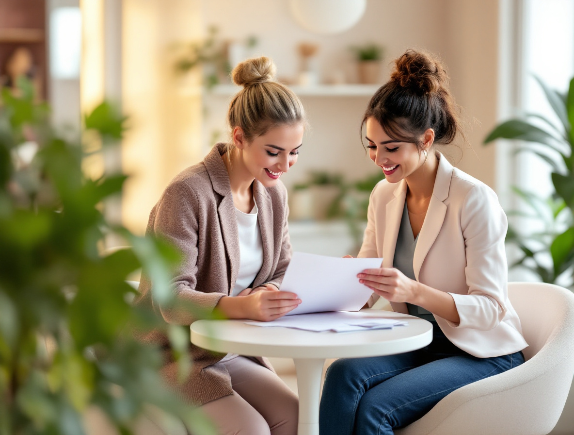 Gérante d’institut en rendez-vous avec son expert-comptable