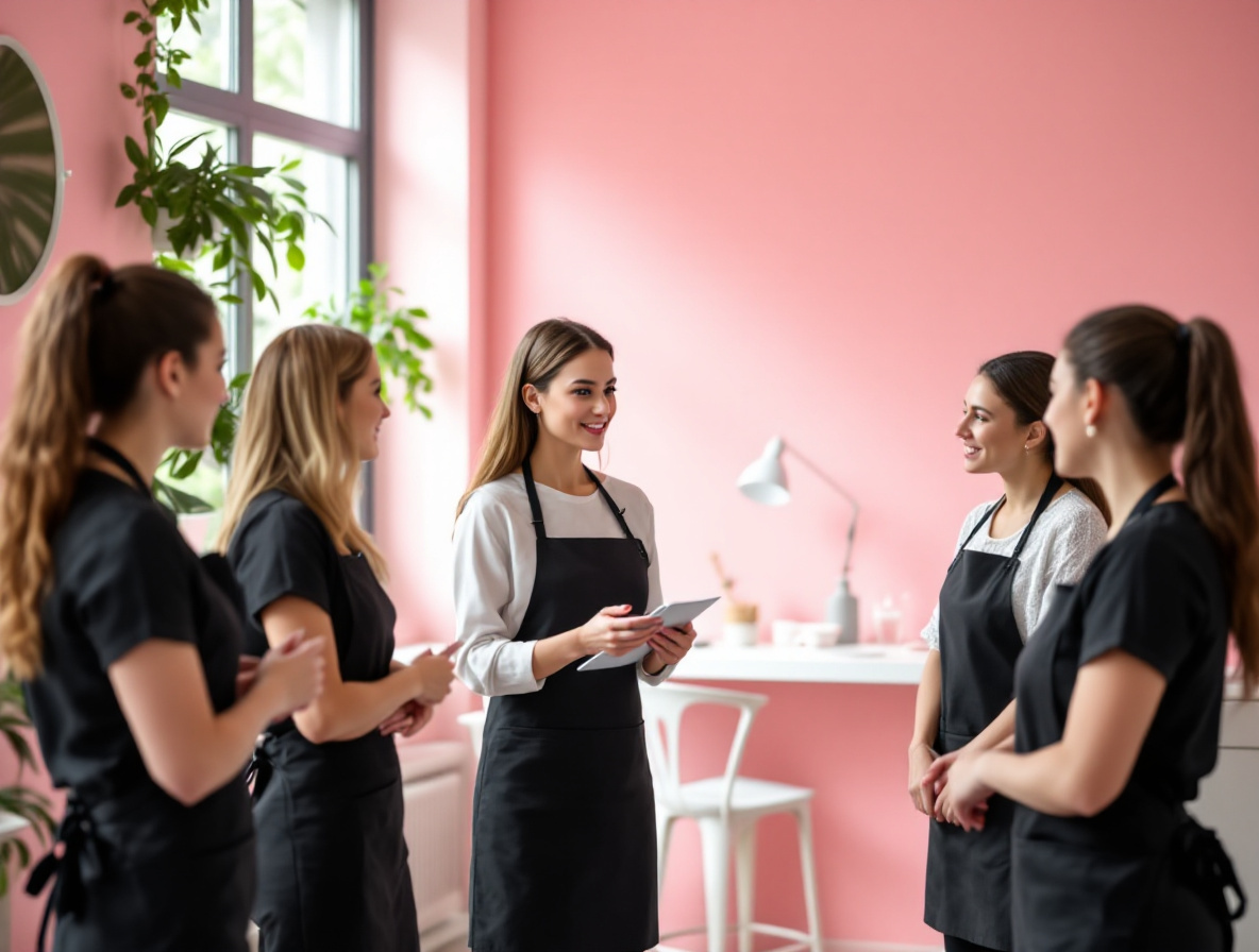 Responsable animant le briefing du matin avec son équipe